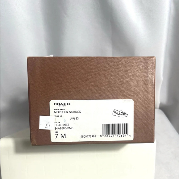 Coach Norfolk Nubuck Blue Mist 7M Loafers Leather Silver Studded and Tassel - Picture 11 of 11